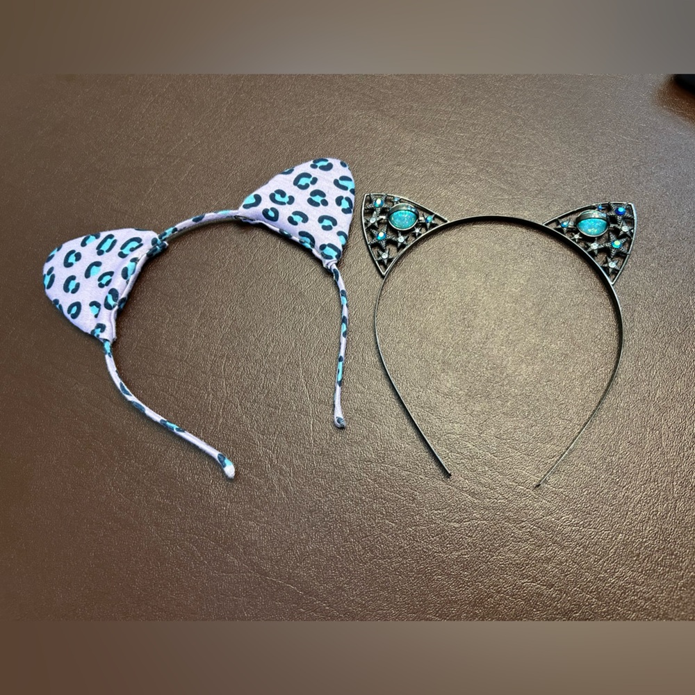 Leopard Print and Gemstone Cat Ear Headbands